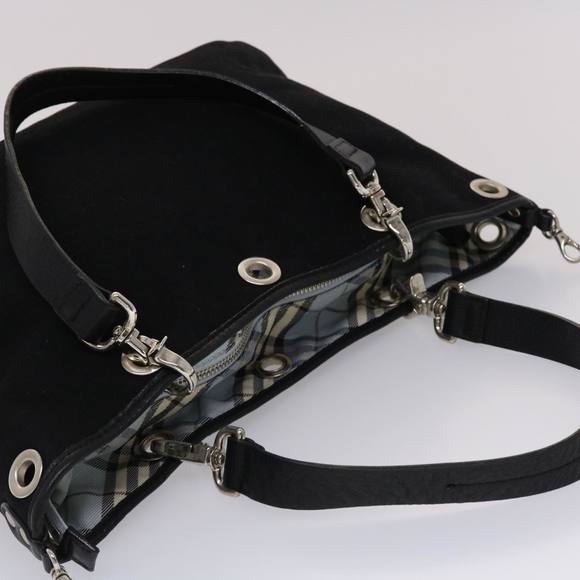 BURBERRY Blue Label Hand Bag Canvas 2way Black Auth ki3052 - Picture 6 of 16